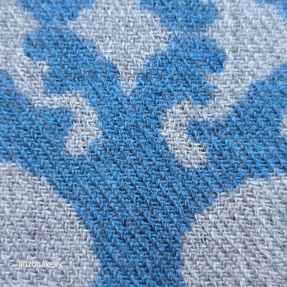 Lightweight Wool Scarf Blue Grey Black - Picture 6 of 8